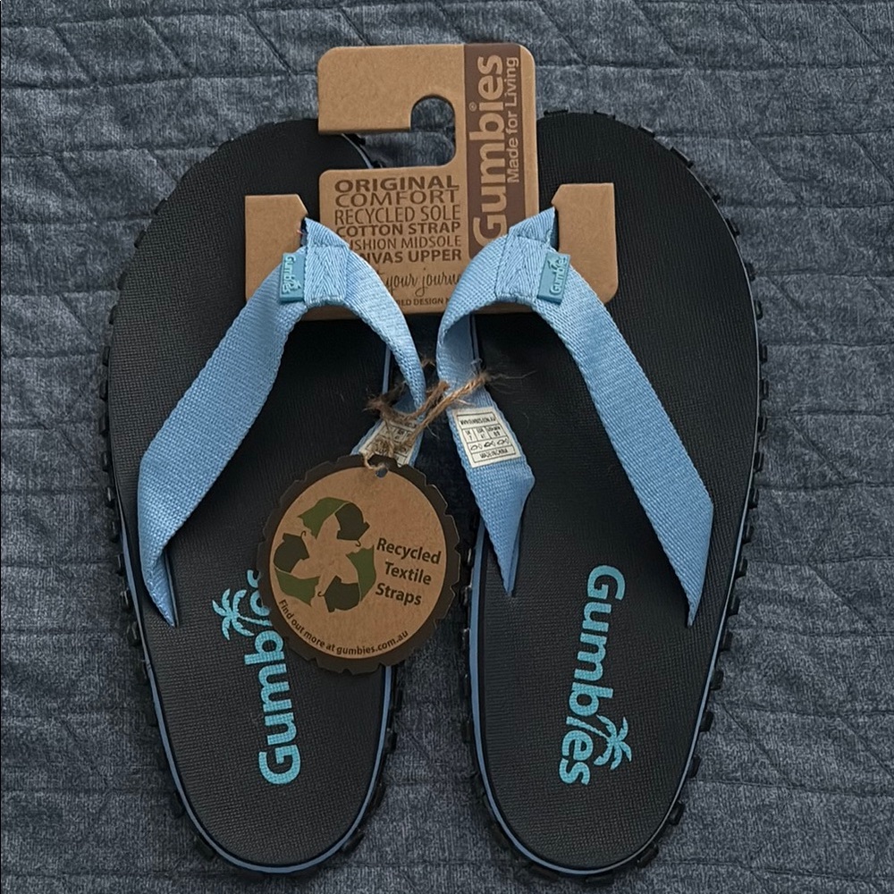 Gumbies Dark Blue and Light Blue Sandals with Black Soles